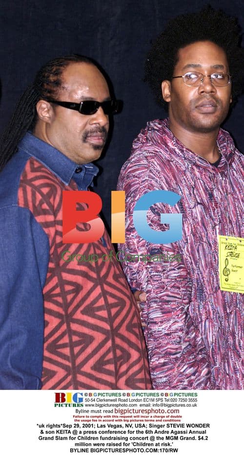 Stevie Wonder & son Keita at Agassi event