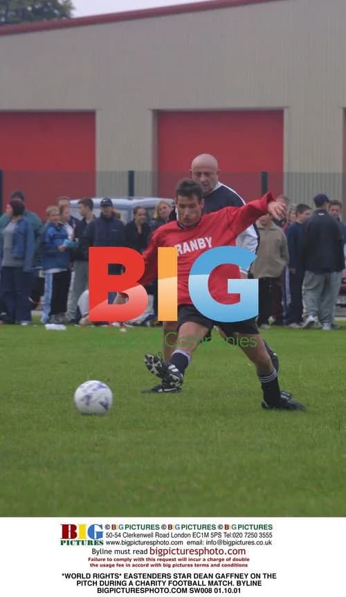 EASTENDERS STAR DEAN GAFFNEY AT CHARITY FOOTBALL MATCH