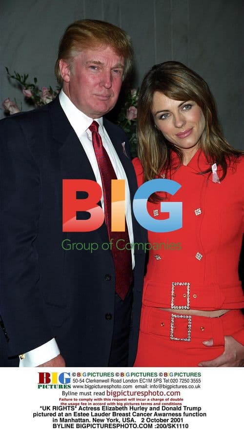 Elizabeth Hurley and Donald Trump at Estee Lauder event