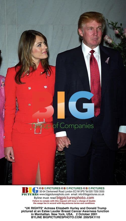 Elizabeth Hurley and Donald Trump at Estee Lauder event