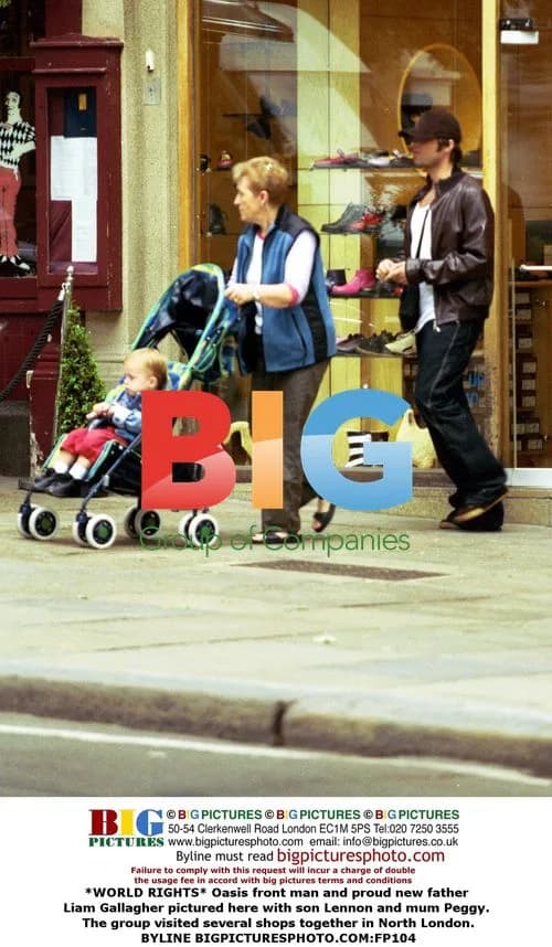 Liam Gallagher with son Lennon and mum Peggy