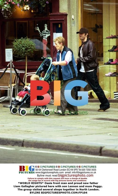 Liam Gallagher with son Lennon and mum Peggy