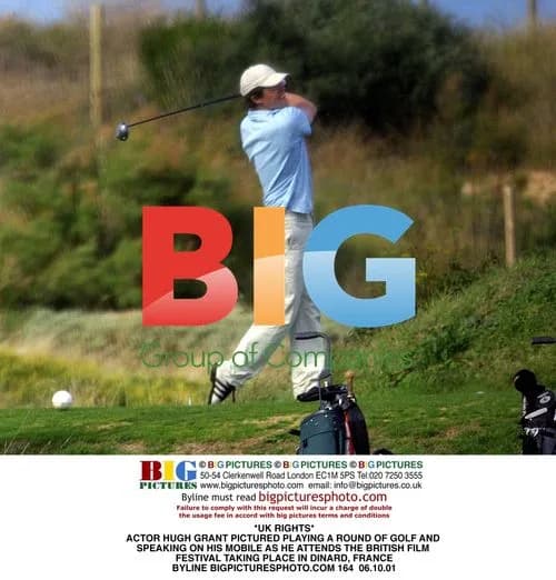 Hugh Grant playing golf at Dinard Film Festival