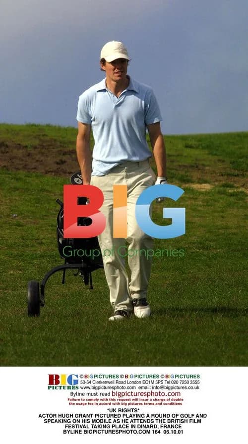 Hugh Grant plays golf at British Film Festival in Dinard