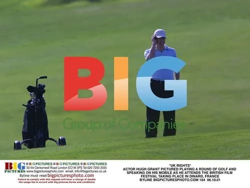 Hugh Grant playing golf at British Film Festival