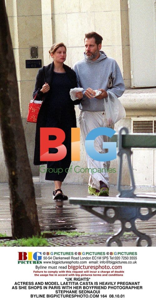 Pregnant Laetitia Casta Shopping in Paris