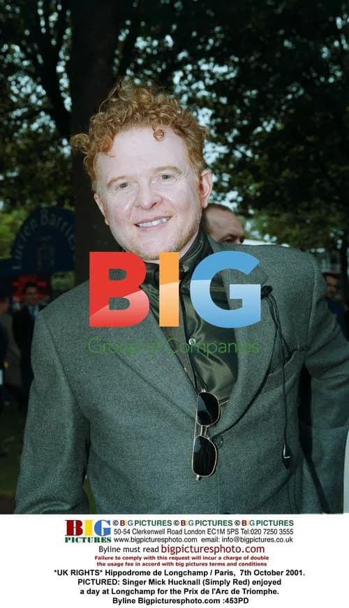 Singer Mick Hucknall at Longchamp Prix de l'Arc de Triomphe