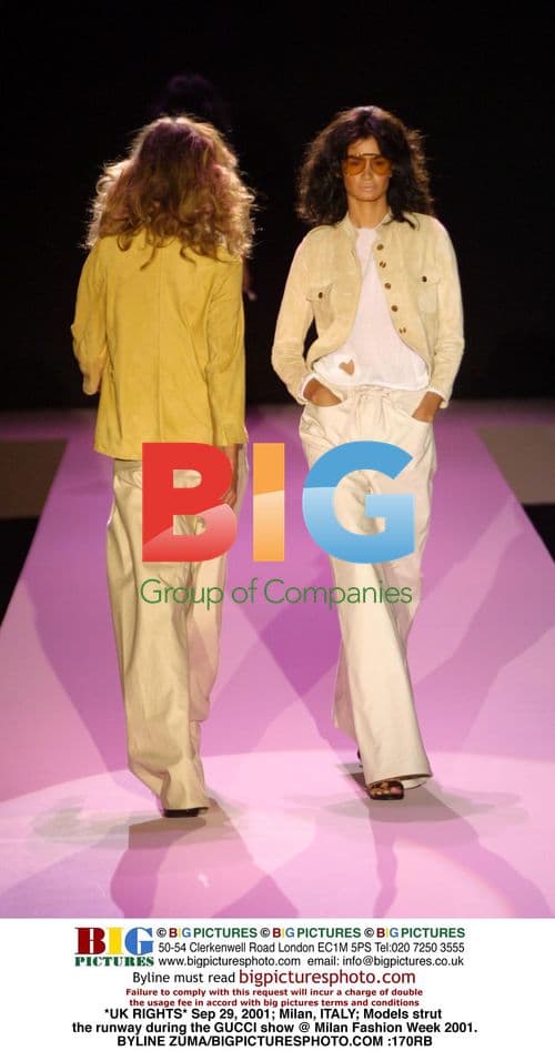Models walk GUCCI runway at Milan Fashion Week 2001