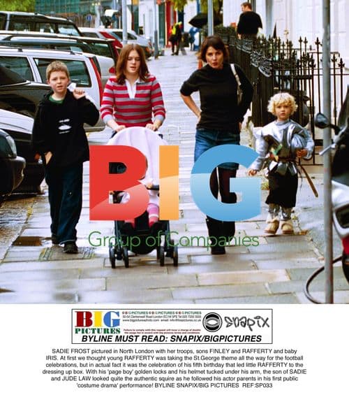 SADIE FROST and children in North London