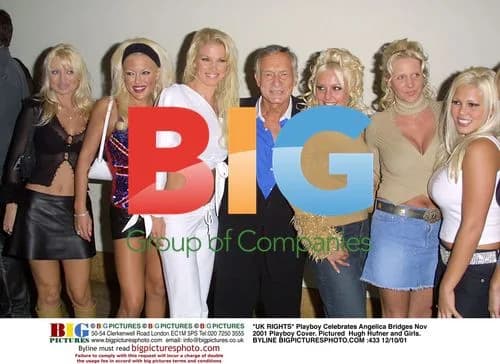 Hugh Hufner and Playboy Girls at Nov 2001 Playboy Cover Celebration