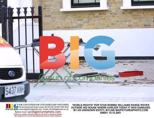 Robbie Williams' Range Rover Damaged at Home