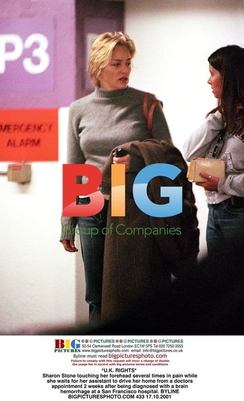 Sharon Stone waiting for assistant after doctor visit