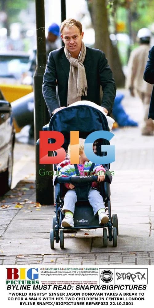 Jason Donovan takes walk with kids in London