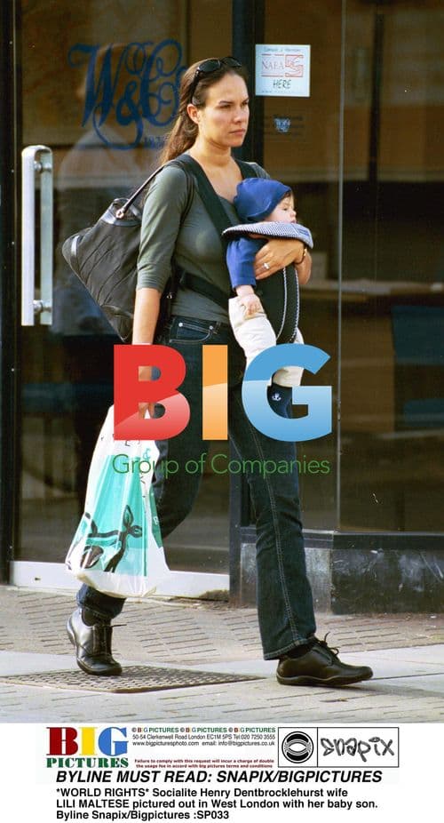 Socialite Lili Maltese out with baby son in West London