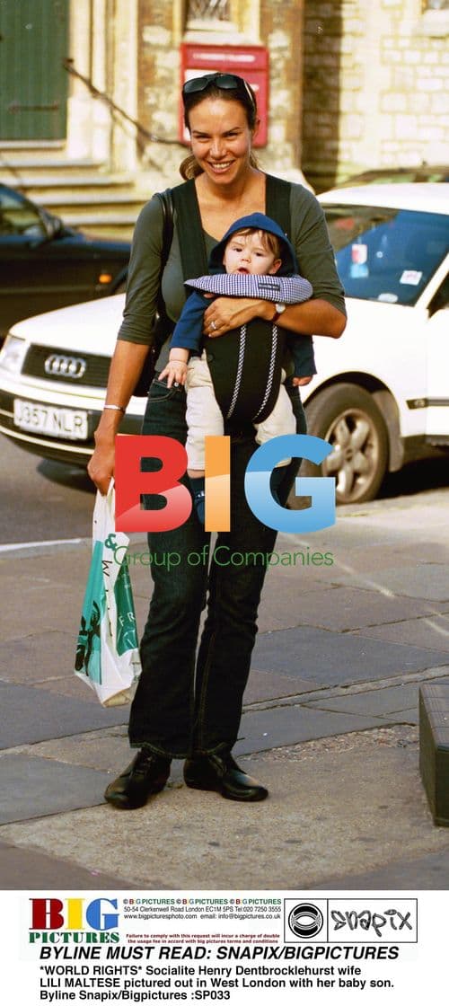 Socialite Lili Maltese out with baby son in London