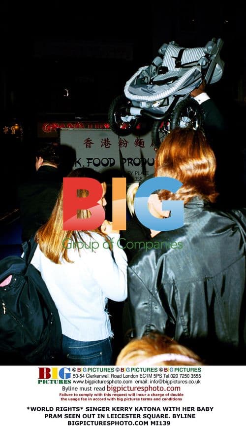 Singer Kerry Katona with baby pram in Leicester Square