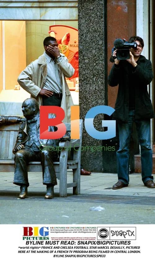 Marcel Desailly Filming TV Program in London