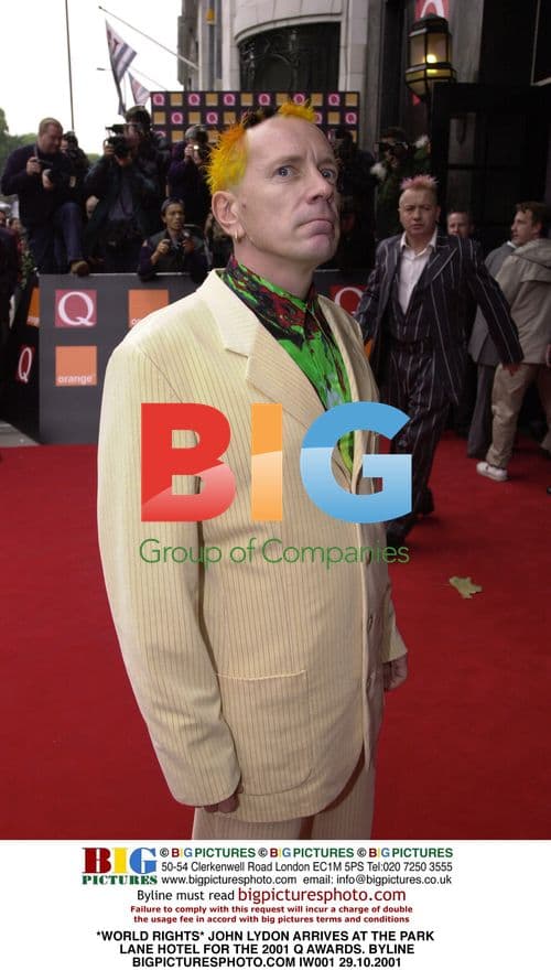 John Lydon Arrives at Q Awards 2001