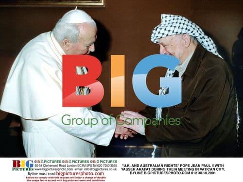 Pope Jean Paul II and Yasser Arafat Meet in Vatican City
