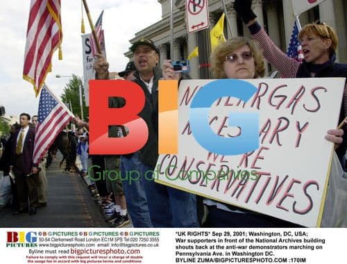 War supporters shout at anti-war march in DC