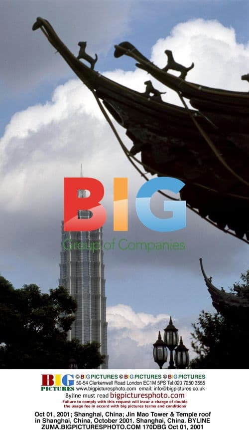 Jin Mao Tower & Temple Roof in Shanghai