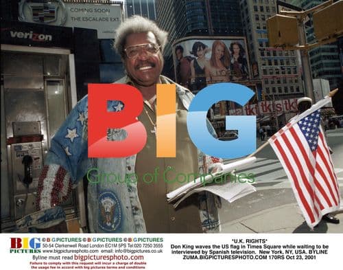Don King waves US flag in Times Square
