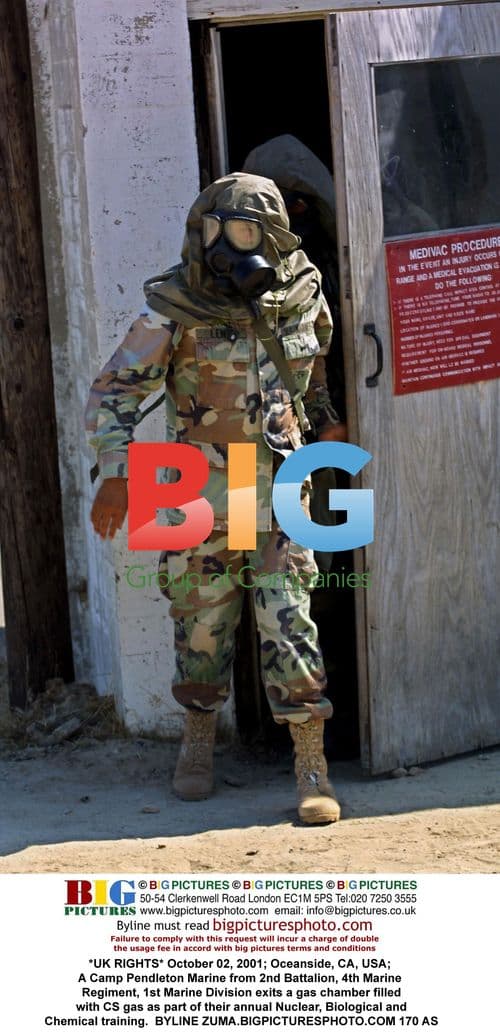 Marine exits gas chamber during NBC training