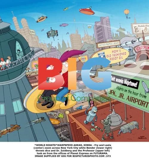 FUTURAMA characters zoom across New York City