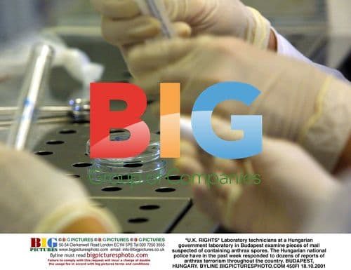 Lab technicians examining anthrax mail