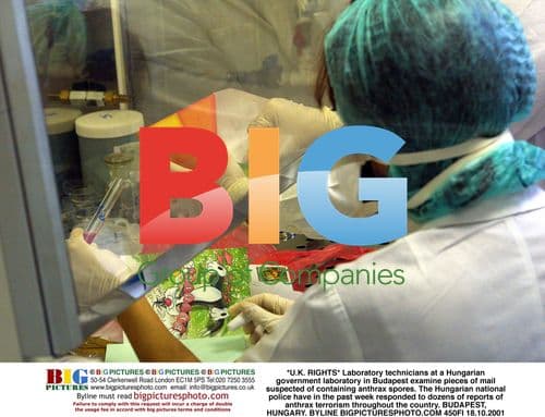 Lab technicians examine anthrax-suspected mail