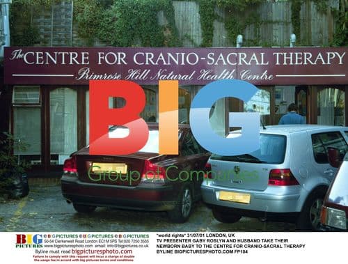 TV Presenter Gaby Roslyn and Husband with Newborn at Cranio-Sacral Therapy