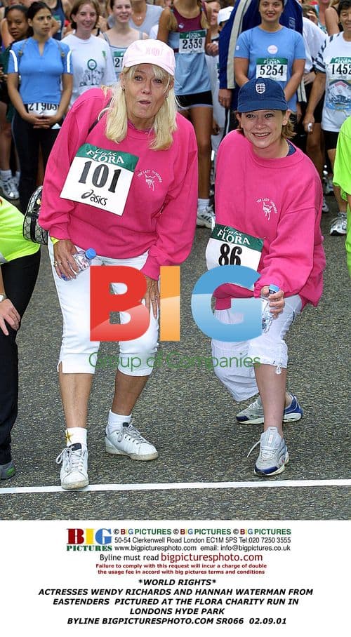Wendy Richards and Hannah Waterman at Flora Charity Run