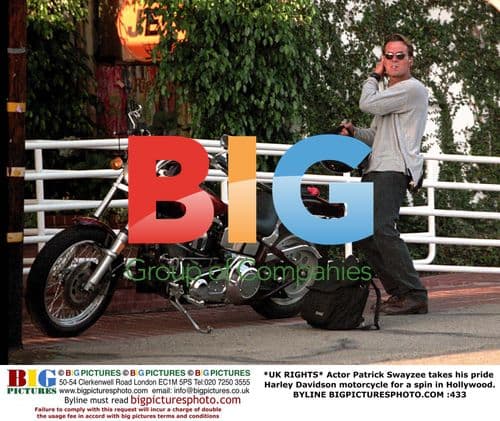 Patrick Swayzee rides Harley in Hollywood
