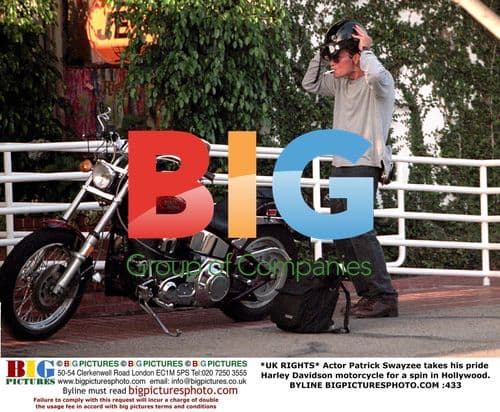 Patrick Swayzee rides Harley in Hollywood