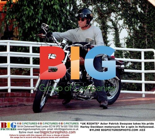Patrick Swayzee rides Harley in Hollywood
