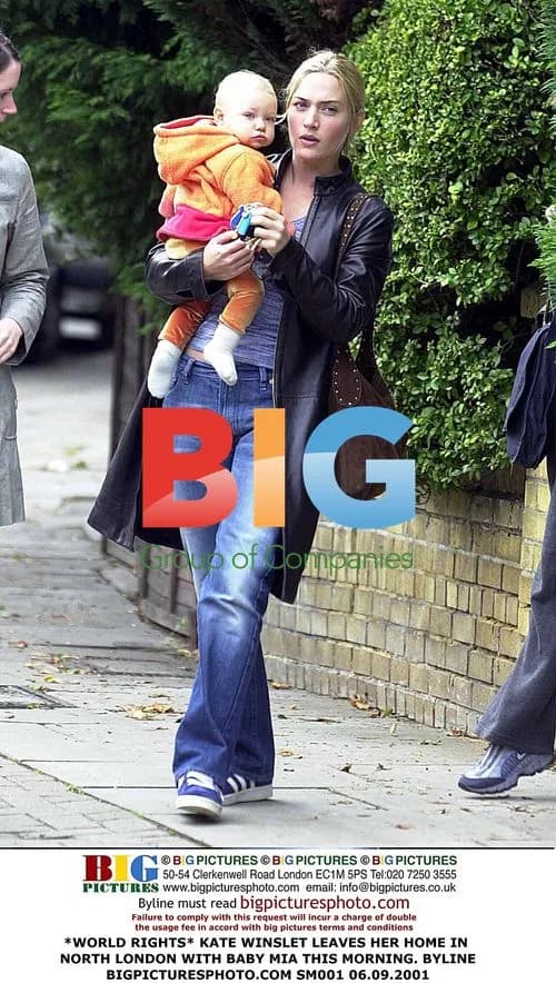 Kate Winslet Leaves Home with Baby Mia