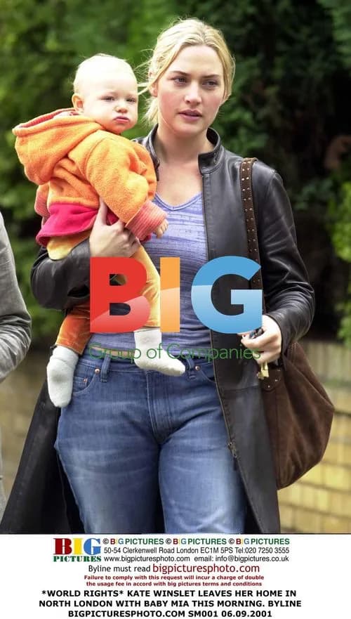 Kate Winslet leaves home with baby Mia