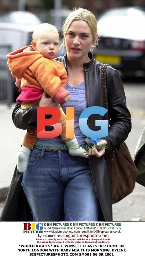 Kate Winslet leaves home with baby Mia