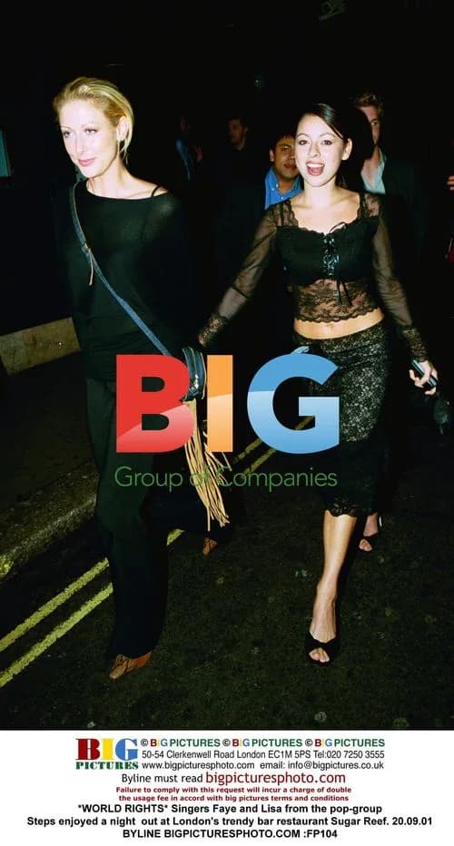 Singers Faye and Lisa from Steps at London bar