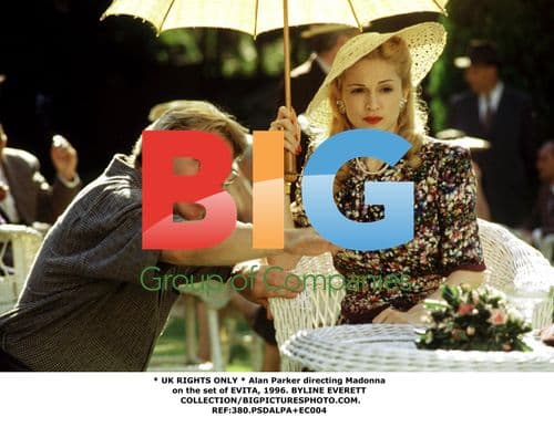 Madonna on the set of EVITA with director Alan Parker