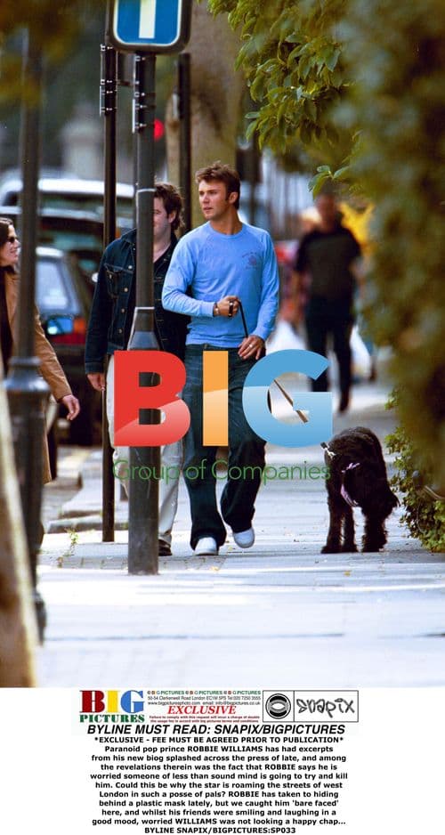 Robbie Williams seen with friends in West London