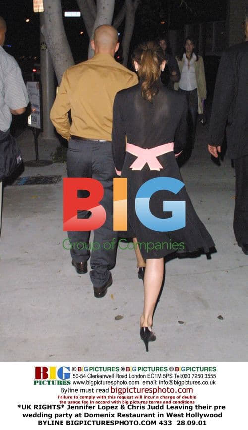 Jennifer Lopez & Chris Judd leaving pre-wedding party