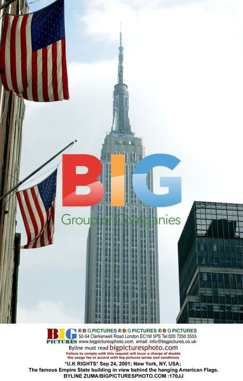 Empire State Building with American Flags