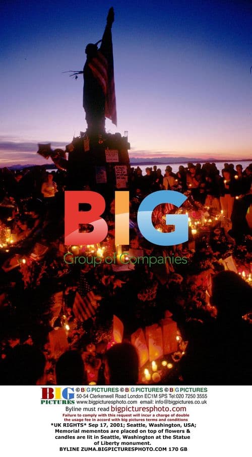 Memorial mementos placed at Statue of Liberty in Seattle