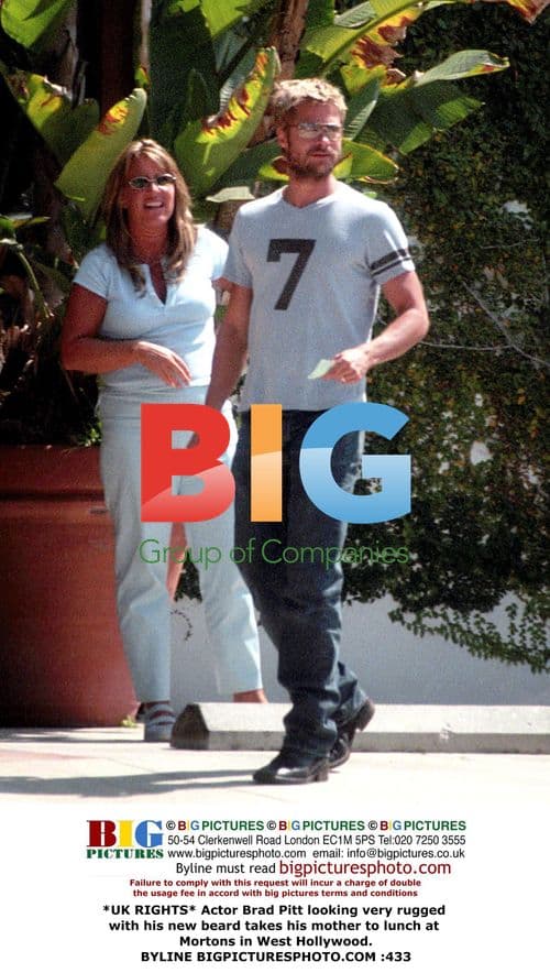 Brad Pitt with new beard out for lunch with mom