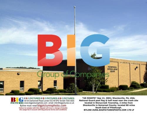 National Guard post flag at half mast near 9/11 crash site