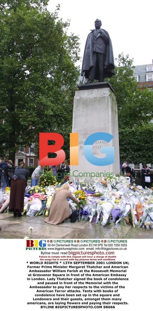 Margaret Thatcher visits US Embassy memorial