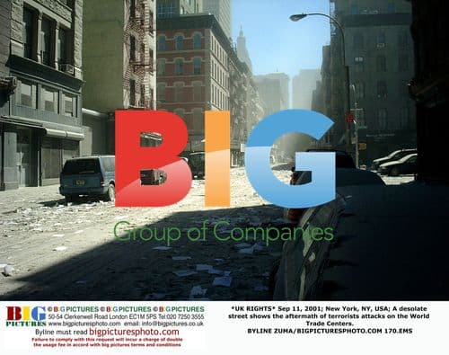 Desolate Street After 9/11 Attacks in NYC