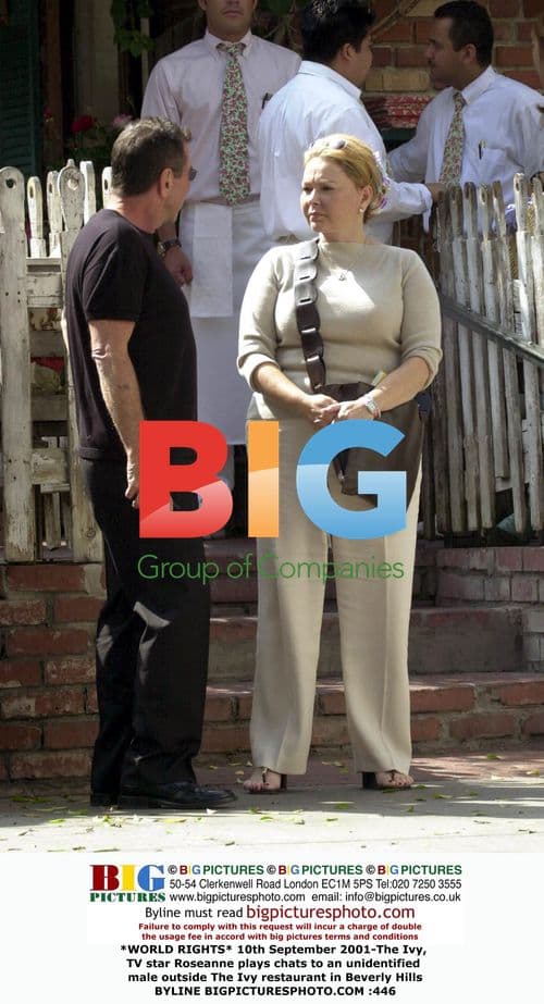 Roseanne chats outside The Ivy in Beverly Hills