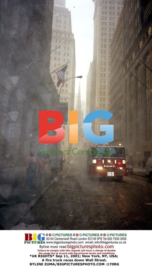 Fire truck races down Wall Street on 9/11